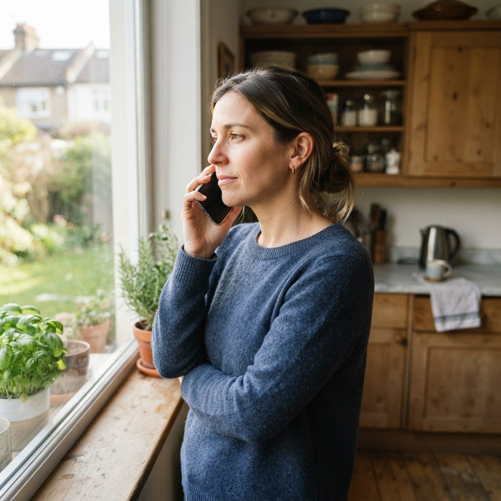 A person waiting on a phone call that nobody answers
